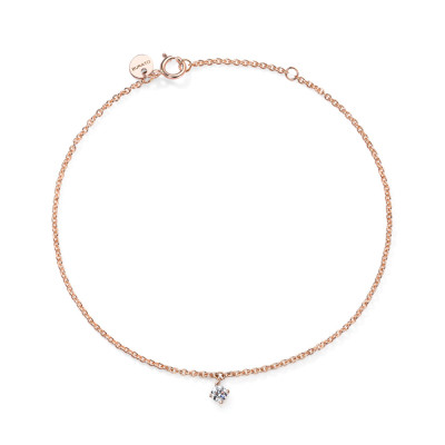 Burato Gioielli - Armband in 18kt rood goud met 1 briljantje - CL458 Burato Gioielli - Armband in 18kt rood goud met 1 briljantje - CL458
