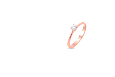 Verlovingsring - solitair - ring 18kt rood goud met briljant - SOL9678