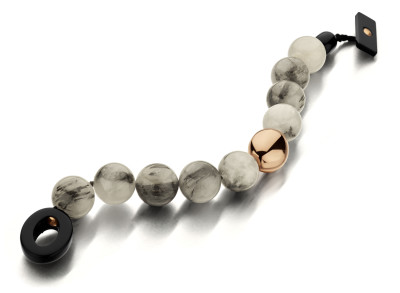 Evanueva - Armband in toermalijn quartz met 18k rood gouden schakel - B-3-419 Evanueva - Armband in toermalijn quartz met 18k rood gouden schakel - B-3-419