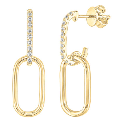Oorhangers in 18kt geel goud met briljant - E10948 Oorhangers in 18kt geel goud met briljant - E10948