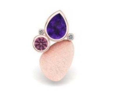 Hanger 18kt rood goud met briljant en rose amethyst en turmalin - 31-31090 Hanger 18kt rood goud met briljant en rose amethyst en turmalin - 31-31090