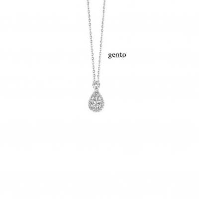 Gento - Halsketting met hanger in zilver met zirkonium - TB121