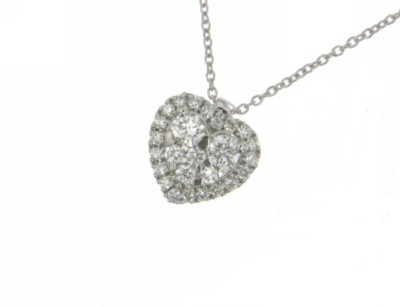 Ketting met hanger 18kt wit goud met briljant hartje - ABA1071/20 Ketting met hanger 18kt wit goud met briljant hartje - ABA1071/20