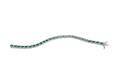 Tennisarmband zilver met zirkinium wit + groen - 90-10280-1016-99 Tennisarmband zilver met zirkinium wit + groen - 90-10280-1016-99