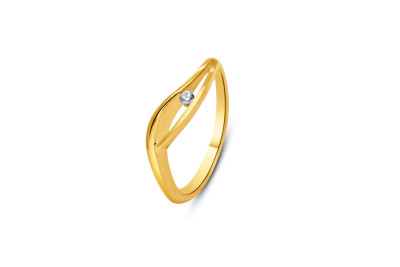 Ring 14kt geel goud met zirkonium - 50-00174-1050 - maat 56 Ring 14kt geel goud met zirkonium - 50-00174-1050 - maat 56