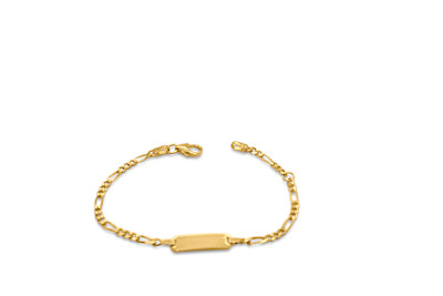 babynaamplaat 18kt geel goud - rechthoekige plaat - figaro schakel