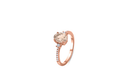 Ring 18kt rood goud met briljant en Morganite Peach - 50-40053-5376 - maat 54