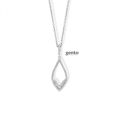 Gento - Halsketting met hanger in zilver met zirkonium - RB29 Gento - Halsketting met hanger in zilver met zirkonium - RB29