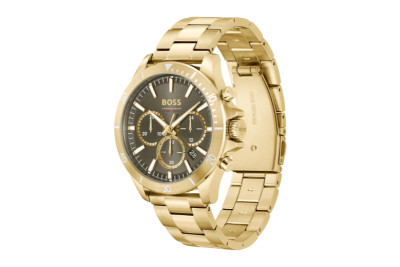 Hugo Boss - herenhorloge chrono bronze wijzerplaat - plaque gele band/kast - 1514059