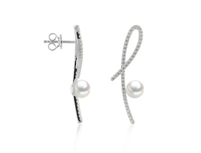 Oorhangers in zilver met zirkonium met een parel - 315.0469