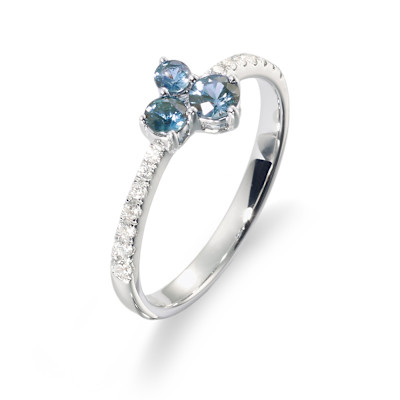 Ring in 18kt wit goud met blauwe saffier - R2996MW135