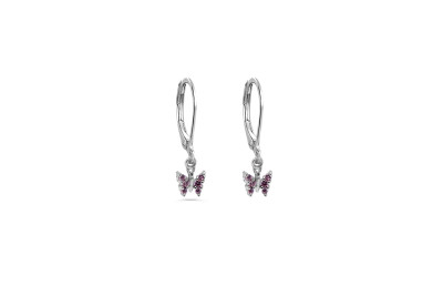Slingeroorringen zilver vlinder met roze zirkonium - 32-10654-613-99 Slingeroorringen zilver vlinder met roze zirkonium - 32-10654-613-99