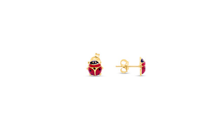 Oorstekers 18kt geel goud - lieve heersbeestje Oorstekers 18kt geel goud - lieve heersbeestje