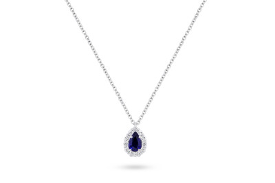 Giorgio Visconti - ketting met hanger - 18kt wit goud met briljant en blauwe saffier - GB39685AZ - 45cm Giorgio Visconti - ketting met hanger - 18kt wit goud met briljant en blauwe saffier - GB39685AZ - 45cm