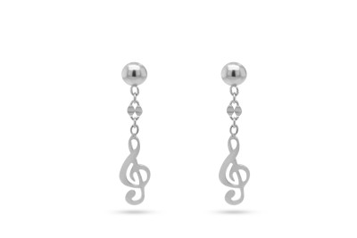 Kinderoorslingers 18kt wit goud - solsleutel Kinderoorslingers 18kt wit goud - solsleutel