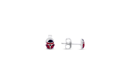 Oorstekers 18kt wit goud - lieve heer beestje Oorstekers 18kt wit goud - lieve heer beestje