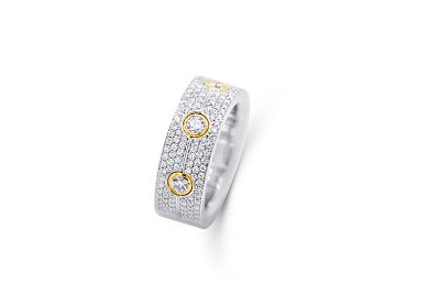 Giorgio Visconti - ring - 18kt goud bi-color met briljant - AY17498 - maat 54 Giorgio Visconti - ring - 18kt goud bi-color met briljant - AY17498 - maat 54