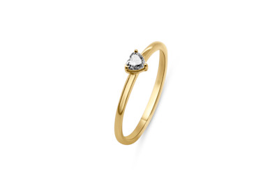 Solitair in 18kt geel goud met een hartje en een briljant - XR9353