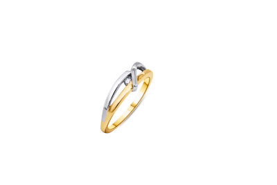 Ring 18kt goud bi-color w/g met briljant - 50-00696-1272 - maat 52