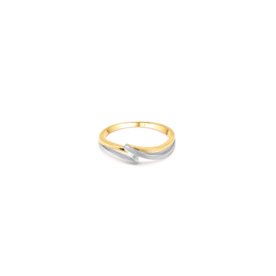 Ring 18kt goud bi-color met briljant - 50-00624-1272 - maat 54