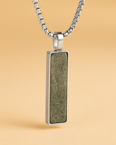Gemini - Halsketting in staal met groene steen - Galli Silver Green - NNG2