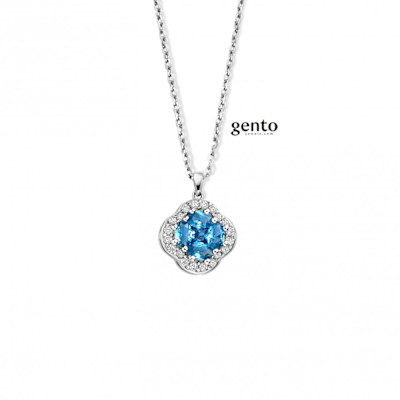 Gento - Halsketting met hanger in zilver met zirkonium - SA25 Gento - Halsketting met hanger in zilver met zirkonium - SA25