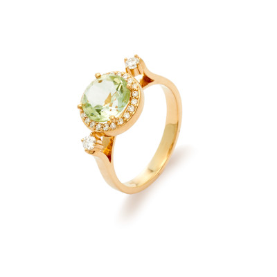 Ring in 18kt geel goud met briljant en prasioliet - R2907MY229 Ring in 18kt geel goud met briljant en prasioliet - R2907MY229