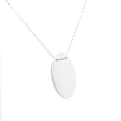 Ketting met plaatje - 18kt wit goud 45cm - CA92146