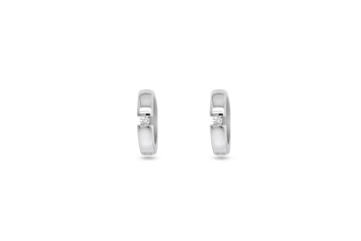Creolen 18kt wit goud met briljant - 37-00097-1275 Creolen 18kt wit goud met briljant - 37-00097-1275