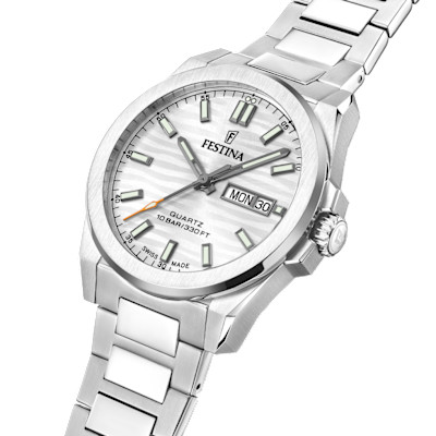Festina Swiss - Herenhorloge in staal met zilverkleurige wijzerplaat - F20073/1