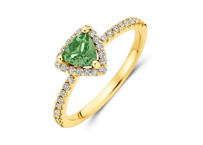 Ring in 18kt geel goud met briljant en groen toermalijn - GR4347GGTB Ring in 18kt geel goud met briljant en groen toermalijn - GR4347GGTB