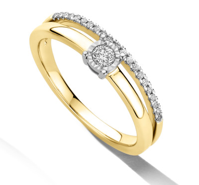 Ring in 18kt wit en geel goud met briljant - E08R0819B Ring in 18kt wit en geel goud met briljant - E08R0819B