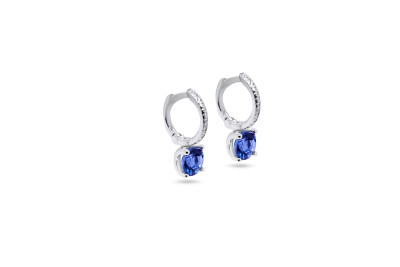 Creolen in 18kt wit goud met london blue topaas - 07B0701/6W Creolen in 18kt wit goud met london blue topaas - 07B0701/6W