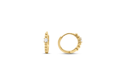 Creolen 14kt geel goud met zirkonium - diam. 1cm Creolen 14kt geel goud met zirkonium - diam. 1cm