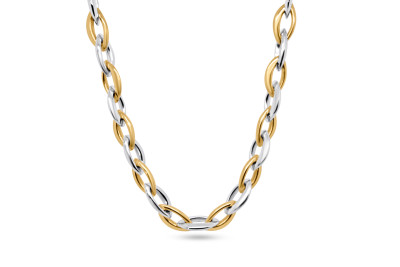 Collier 18kt goud bi-color - ovale schakels