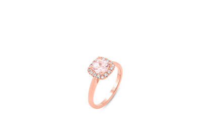 Verlovingsring - ring 18kt rood goud met briljant en morganite - RCS1130 - op maat 54