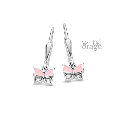 Orage - kinderoorslingers zilver - roze vlinder - O/4918/A - K2269 Orage - kinderoorslingers zilver - roze vlinder - O/4918/A - K2269