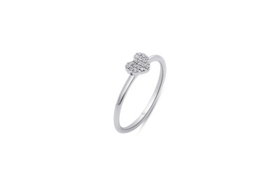 Ring 18kt wit goud met briljant - hartje - JDPK - maat 54 Ring 18kt wit goud met briljant - hartje - JDPK - maat 54