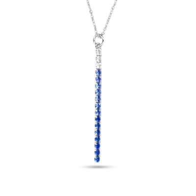 Halsketting in 18kt wit goud met briljant en blauwe saffier - NAPZ Halsketting in 18kt wit goud met briljant en blauwe saffier - NAPZ