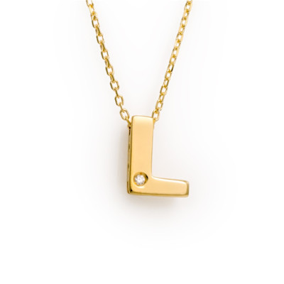 Halsketting met letter L met 1 briljantje - P4910LYL1