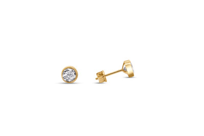 Oorstekers 18kt geel met zirkonium - 6mm - EN4042 Oorstekers 18kt geel met zirkonium - 6mm - EN4042