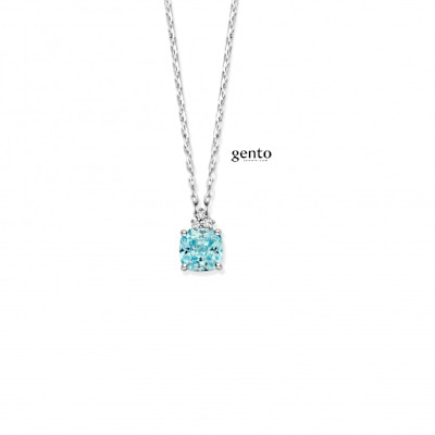Gento - Halsketting met hanger in zilver met zirkonium - SA07 Gento - Halsketting met hanger in zilver met zirkonium - SA07