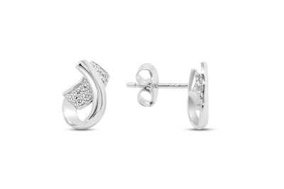 Oorstekers 18kt wit goud met briljant - 30-00312-1275