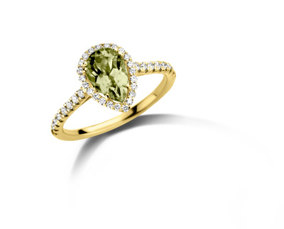 Ring in 18kt geel goud met groen tourmalijn en briljant - GR4337GGTB Ring in 18kt geel goud met groen tourmalijn en briljant - GR4337GGTB