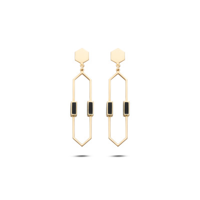 Oorslingers 14kt geel goud met zwarte e-maille - 42/2 Oorslingers 14kt geel goud met zwarte e-maille - 42/2
