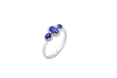 Ring 18kt wit goud met briljant en blauwe saffier -50-40120-1575 - maat 56 Ring 18kt wit goud met briljant en blauwe saffier -50-40120-1575 - maat 56