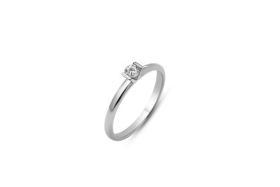 Ring - Verlovingsring - Solitair - 18kt wit goud met briljant - RWL1322W15