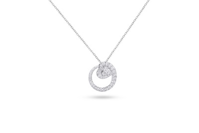 Giorgio Visconti - ketting met hanger - 18kt wit goud met briljant - GB39800D-45 - 45cm Giorgio Visconti - ketting met hanger - 18kt wit goud met briljant - GB39800D-45 - 45cm