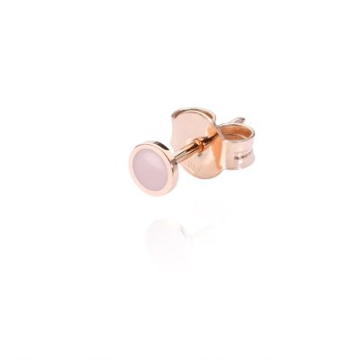 Burato gioielli - 1 stuk - oorknop in 18kt rood goud met roze emaille - CM998 Burato gioielli - 1 stuk - oorknop in 18kt rood goud met roze emaille - CM998