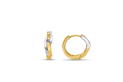 Creolen 18kt goud bi-color met briljant 0,06ct - 37-00124-1272 Creolen 18kt goud bi-color met briljant 0,06ct - 37-00124-1272